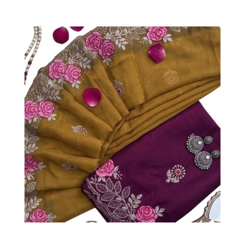 Pure Chiffon Saree - Color: Yellow