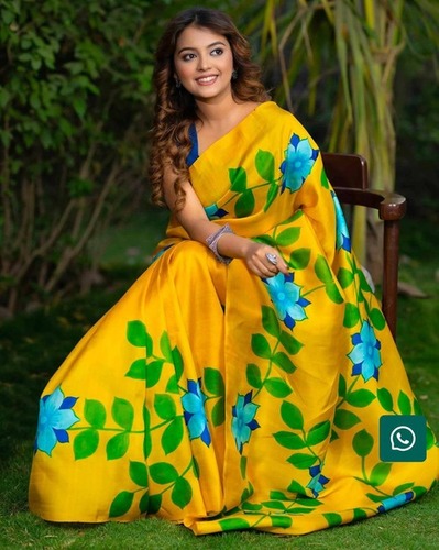 Pure Silk Hand Painted Saree - Gender: Female