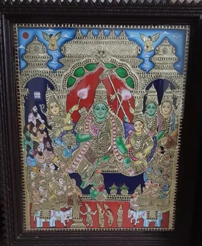 Ramar Pattabhishekam Tanjore Painting - Color: Multicolor