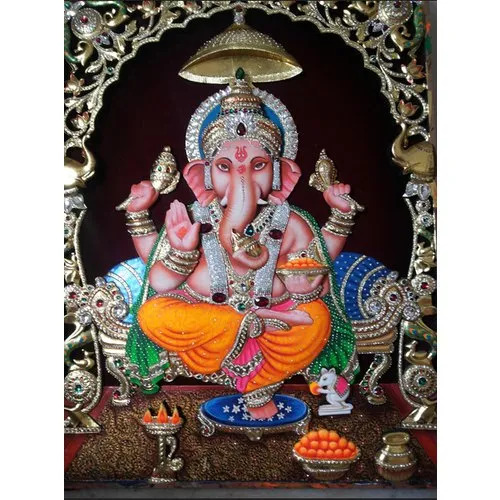 Rectangle Ganesh Painting - Color: Multi Color