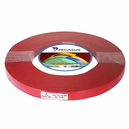 Red Poppy Red Pvc Edge Band Tape - 22 Mm Width, 50 Mtr Length | Transparent, Customizable Size