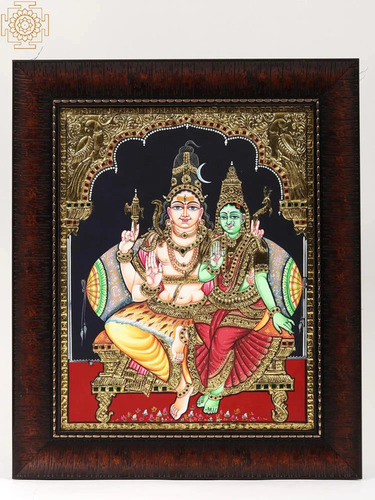 Shiva Parvati Tanjore Paintings - Color: Multi Color
