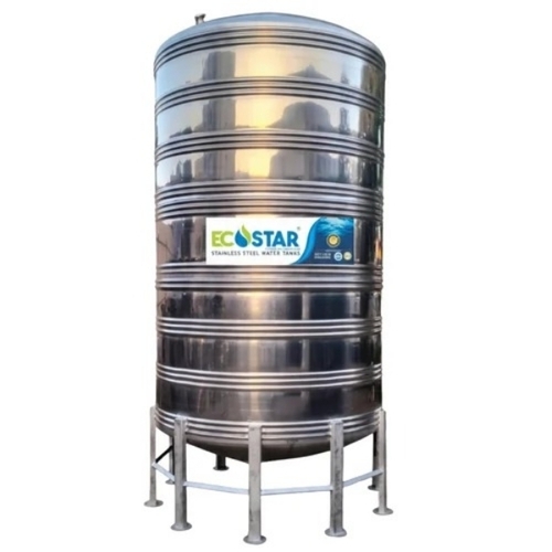 7500l Ecostar Stainless Steel Water Tank (1mm) - Stainless Steel, 7500L, Silver | Grade A, Cylindrical, Vertical, Round Tank