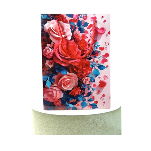 Duplex Board Pink Floral Paper Bag - Feature: Biodegradable