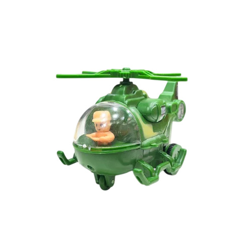 Kids Friction Green Helicopter Toy