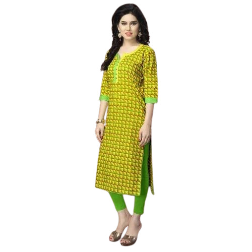 Ladies Fancy Rayon Kurti - 3/4th Sleeve, Multi Color | Breathable, Anti Wrinkle, Comfortable Fit