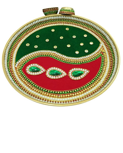 Round Ss Pooja Thali Set - Color: Multicolor