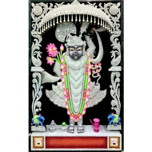 Silver Coated Shreenathji Painting - Features: Decorative Finish