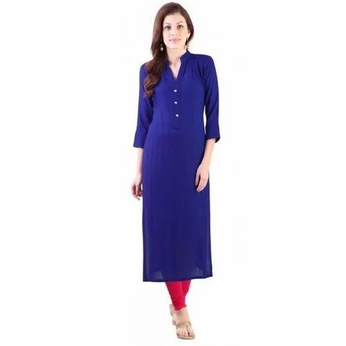 Woman Plain Rayon Kurti