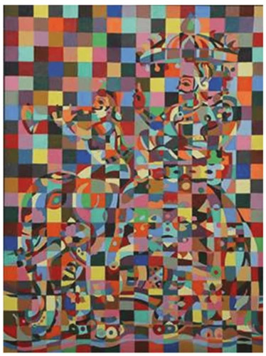 4.5X3.5 Ft Ach44 Mixed Media Painting - Design Type: Modern Art