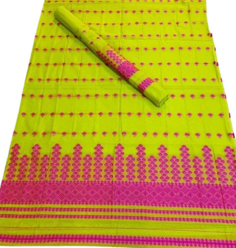 6.5m Yellow Zari Cotton Saree 