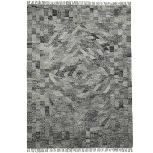 Concentric Diamond Mosaic Pattern Leather Rug