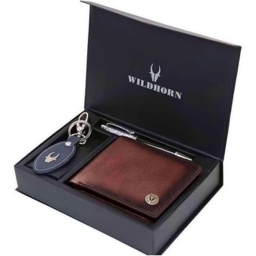Leather Wallet And Keychain Combo