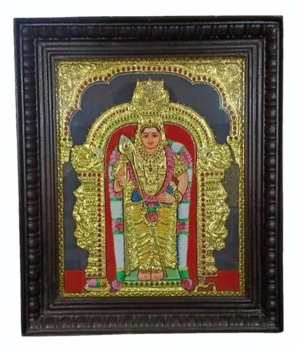 Lord Murugan Tanjore Painting - Color: Multicolor
