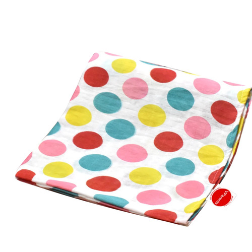 Polka Dot Print Cotton Muslin Baby Swaddle Set - Color: White (Base)
