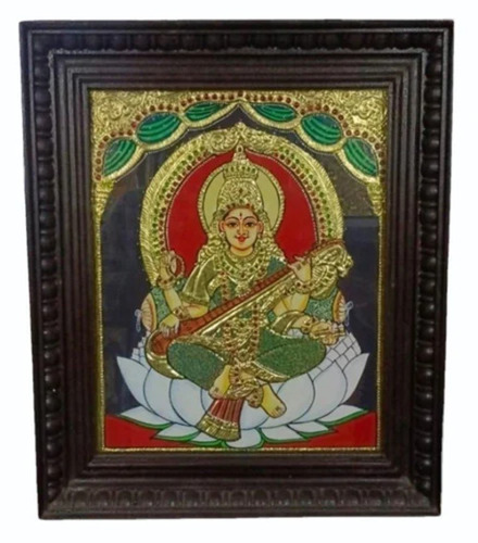 Saraswati Tanjore Painting - Color: Multicolor