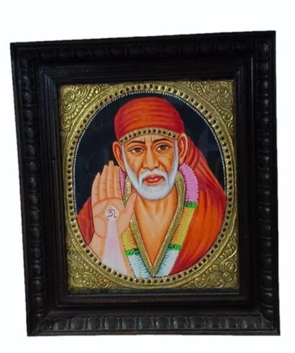 Shirdi Sai Baba Tanjore Painting - Color: Multicolor