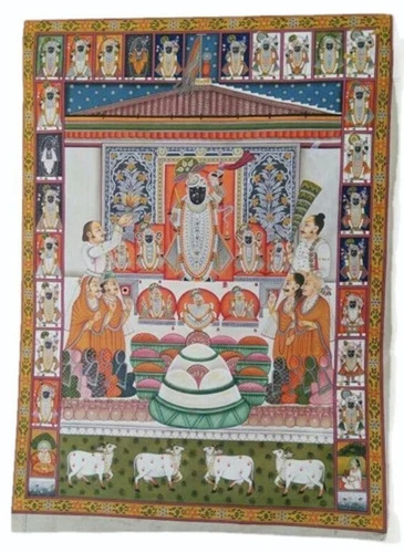 Shreenathji Annakut Pichwai Painting - Mount Type: Wall Mounted