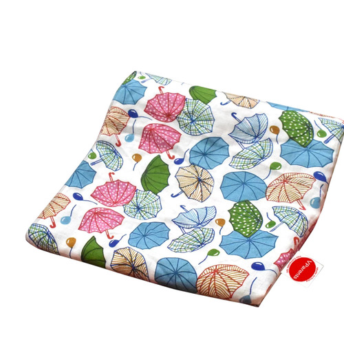 Umbrella Print Cotton Muslin Baby Swaddle Set - Color: White (Base)