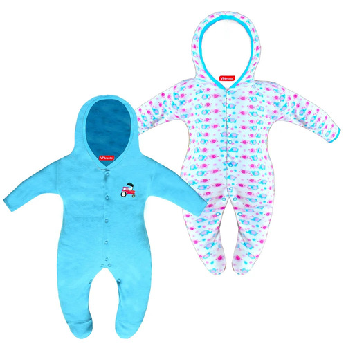 Zoey Ferozi Full Sleeve Cotton Hooded Sleepsuit Romper (Pack of 2)