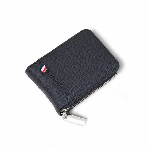 Black Pu Leather Credit Card Holder Round Chain - PU Leather, Customize Size, Brown Color, 9 Card Slots