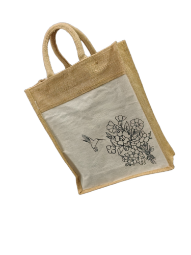Customized Jute Bag - Jute, Multicolor | Eco Friendly, Durable Stitching, Spacious Storage, Printed Pattern