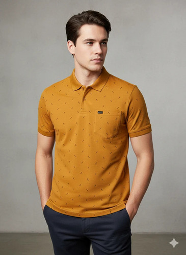 Dark Yellow Color Polo Men T-Shirt