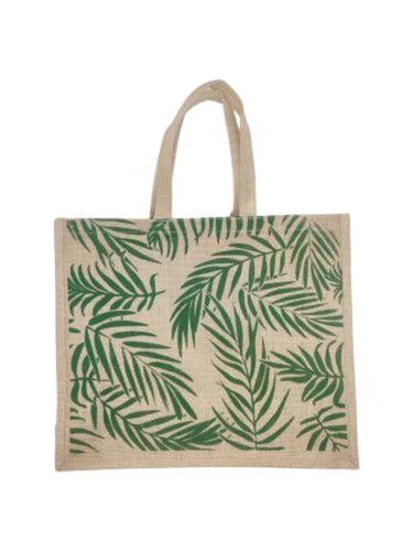 Green Printed Jute Shopping Bag
