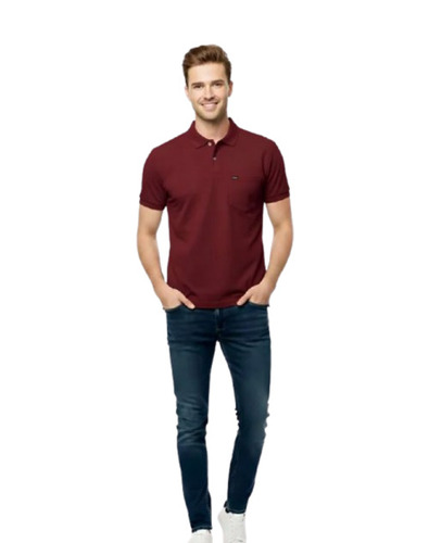 Maroon Color Polo Men T-Shirt