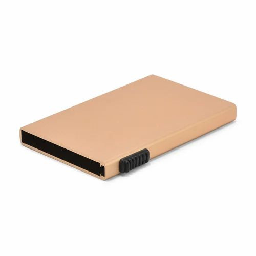 Metal RFID Protected Pop Up Side Push Card Holder Gold - Matte Finish Custom Size Good Quality