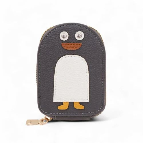 Multi Color Men And Women Penguins Pu Credit Card Coin Wallet