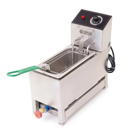 Vinayak Machines Commercial 1500W 5L Electric & Gas Deep Fat Fryer - Interior Coating: Stainless Steel