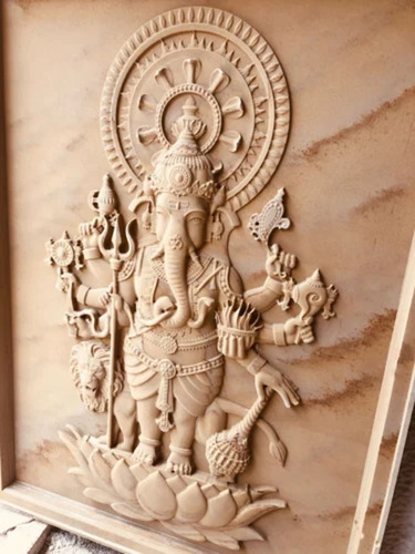 Ganesha Sandstone Mural For Home Decor - Design Type: Religious Design