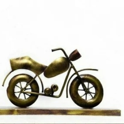Golden Decorative Iron Table Top Bike Showpiece