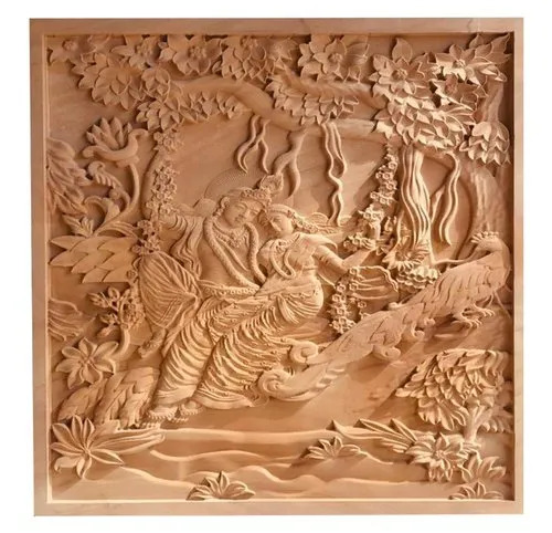 Lord Krishna Sandstone Wall Mural - Design Type: Religious Artwork