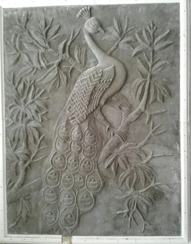 Peacock Wall Mural Stone Wall Cladding - Features: Elegant Feather Detailing