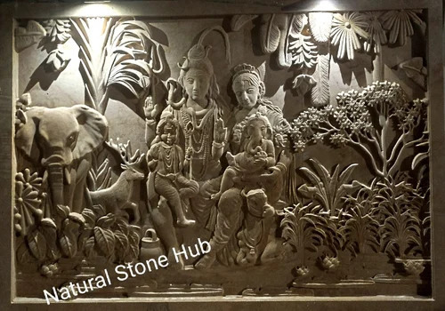 Shiv Parivar Wall Mural - Feature: Easy To Install