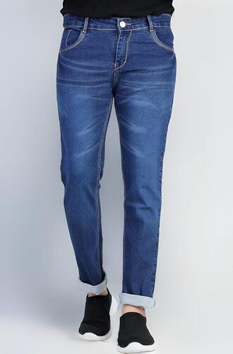Soft Texture Mens Jeans - Denim Blue, Plain Pattern | Comfortable Fit, Stylish Design, Breathable, Fade Resistant, Reversible