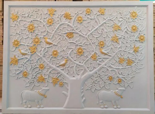 Tree Pattern Natural Stone Wall Mural - Feature: Easy To Install