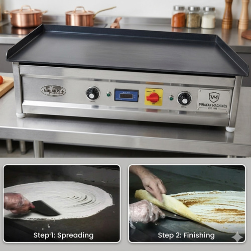 Vinayak Machines Electric 4.5Kw Table Top Dosa Bhatti 10Mm Plate,15*34*12 Inch Size - Application: Semi Commercial