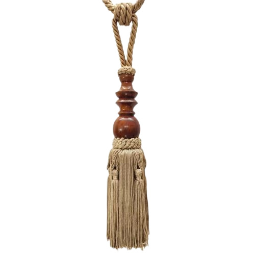 Silk And Wood Curtain Tie Back - Silk, Golden | Modern Design, Durable Finish