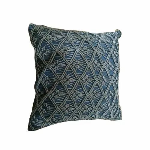 16 X 16 Inch Cotton Cushion Cover - 100% Cotton, Square, Hand Tufted Embroidered Pattern, Handwash