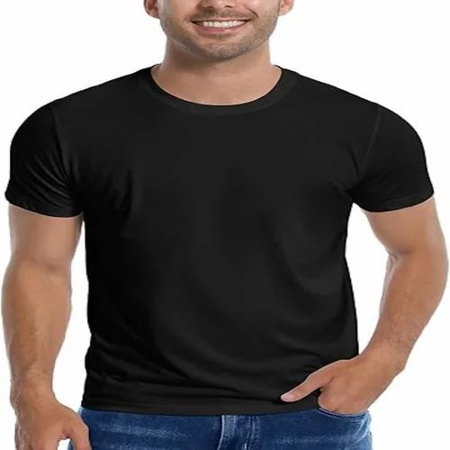 Men Black Color Plain T Shirt