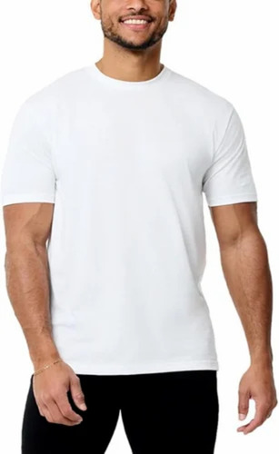 Men White Color Plain T Shirt