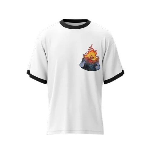 Men White Round Neck Printed T Shirt