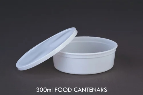 300 Ml White Plastic Round Food Container