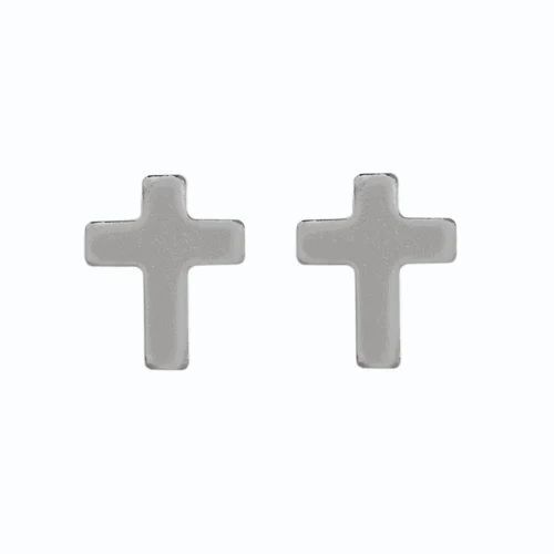 4 Mm Silver Cross Ear Studs