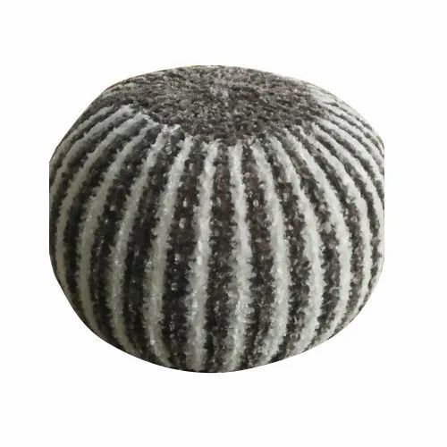 45 Cm Round Cotton Poufs - Striped, Multi Color, Handmade | Durable, Fine Finished, Eco-Friendly