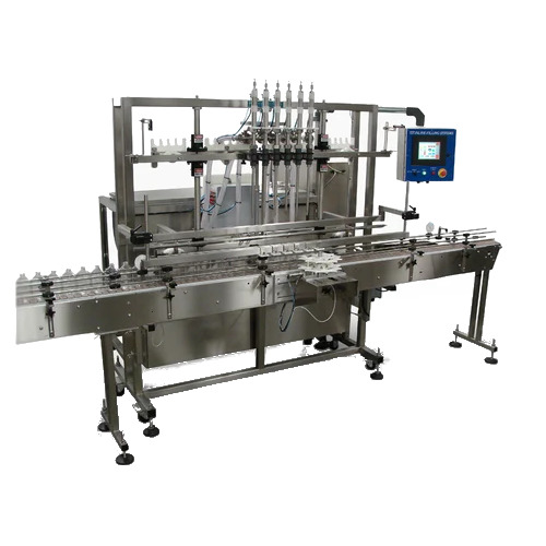 Servo Liquid Filling Machine - Stainless Steel, Silver, 50-80 Bottles/Min, 2.5 kW, PLC Control, Automatic Grade