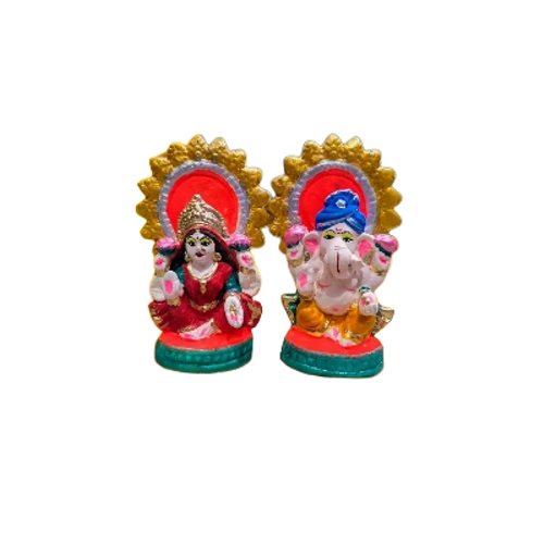 Ganesha Laxmi Statue - Multicolor Traditional Indian Design, Durable Fine Decorative Finish